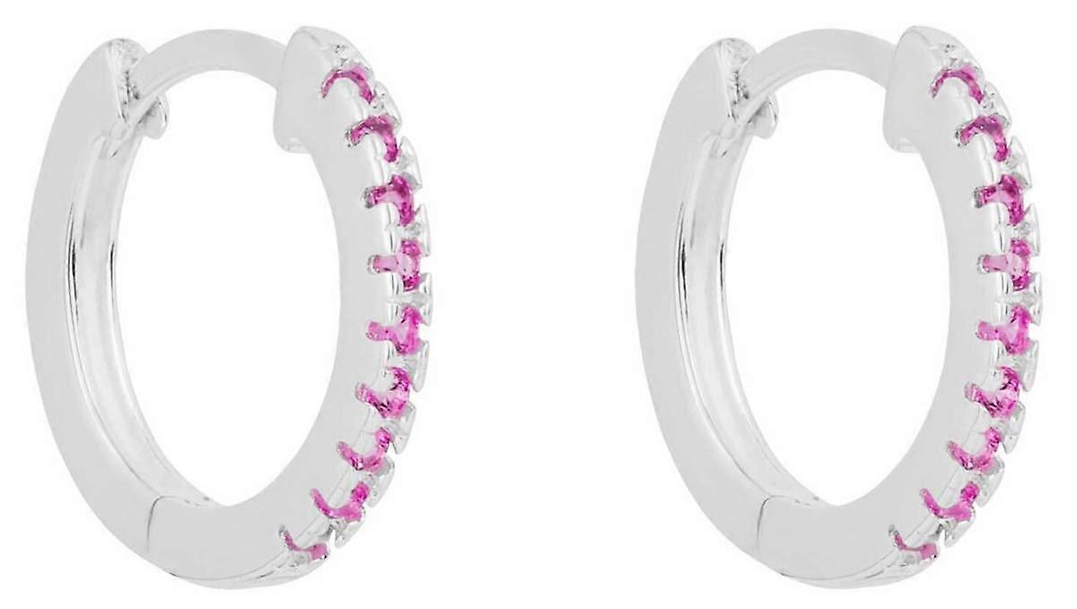 Beginnings Thin Hoop Earrings - Silver/Pink