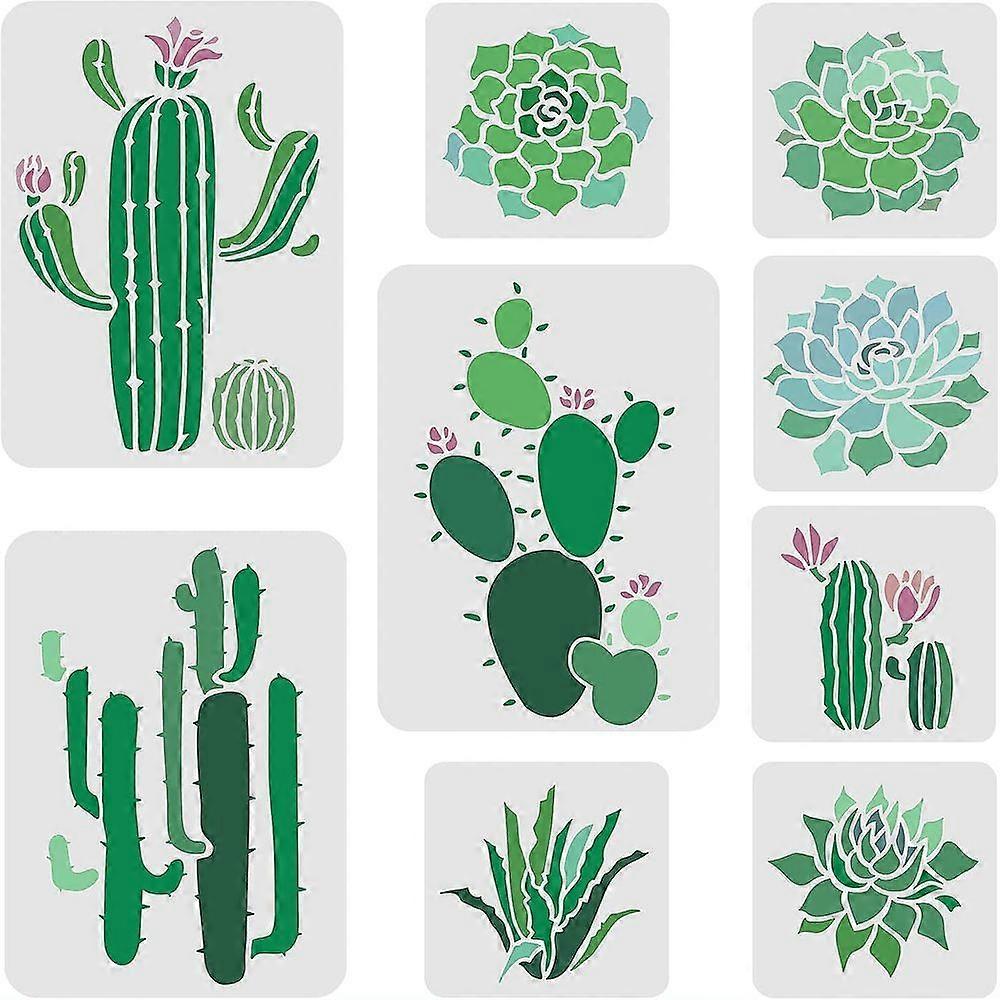 1Set PET Hollow out Drawing Painting Stencils Sets for Painting on Scrapbook Canvas Tiles Floor Furniture Painting School Projects Cactus Pattern 15~3