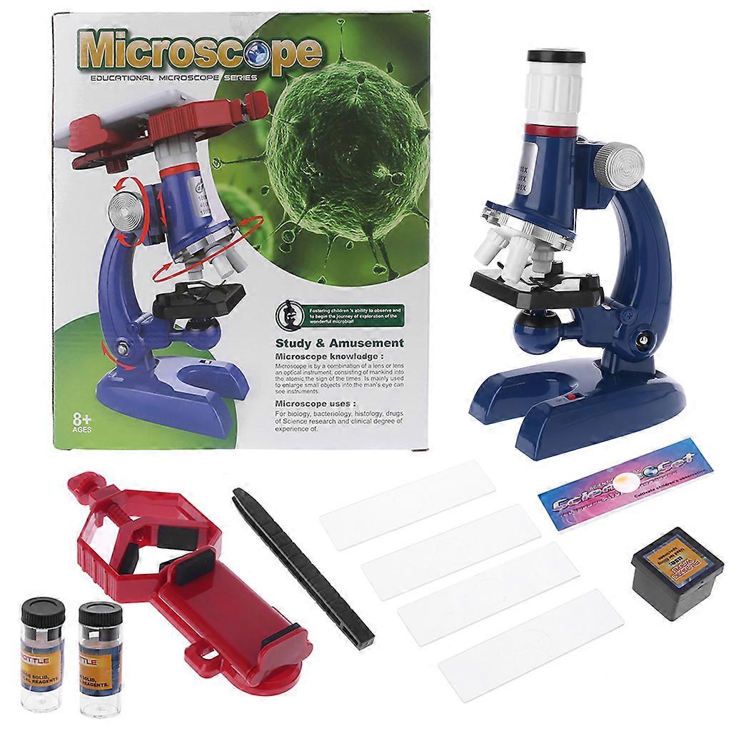 100X-1200X Microscopes for Kids Students Adults with Phone Adapter Powerful Biological Microscopes for School Laboratory Blue