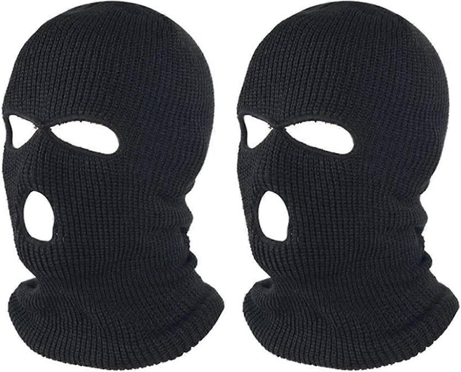 Unisex 2x Face Cover Ski Mask Hat, Windproof Knit Beanies Bonnet, Warm Caps -