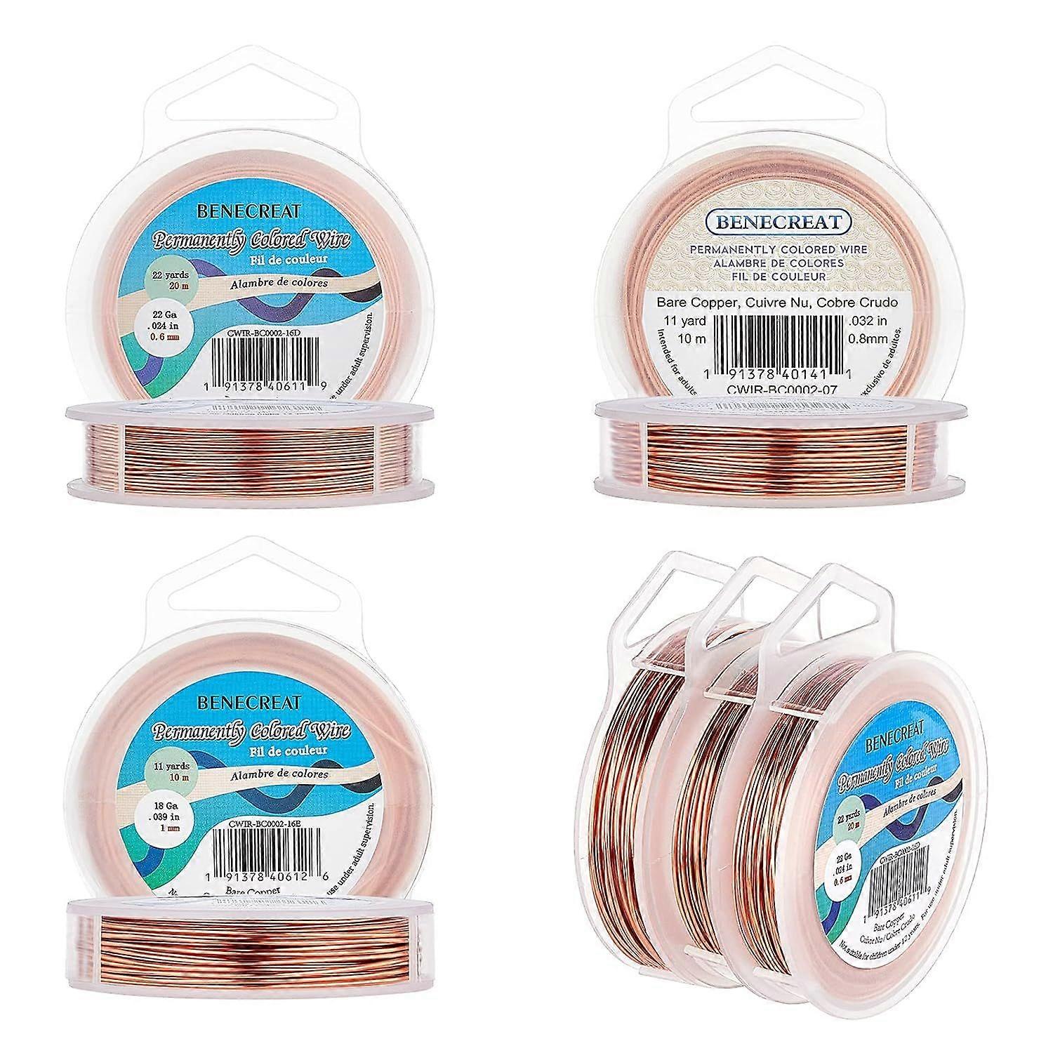 3 Rolls Jewelry Wire 18 Guage/20 Gauge/22 Gauge Tarnish Resistant Bare Copper Wire for Beading Ring Making and Other Jewelry Crafts