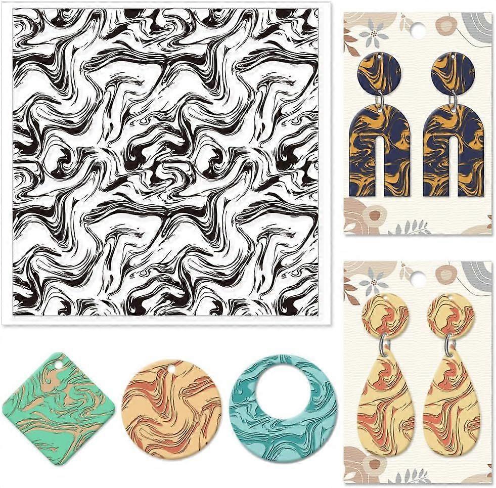Polymer Clay Texture Sheets Ripple Texture Stamp Sheets Silicone Marble Texture Stamp Polymer Clay Texture Mat for Making Earrings Jewerly Polymer Cla