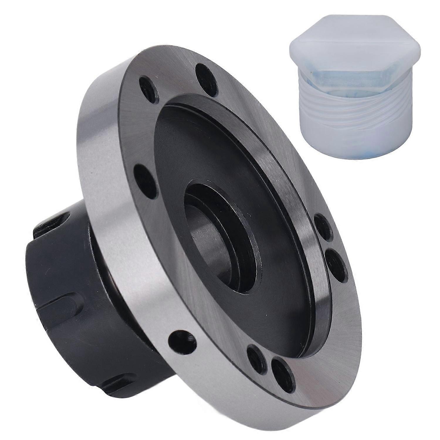 Collet Chuck Round Base 7 Mounting Holes 100mm Diameter Carbon Steel for CNC Milling Lathe