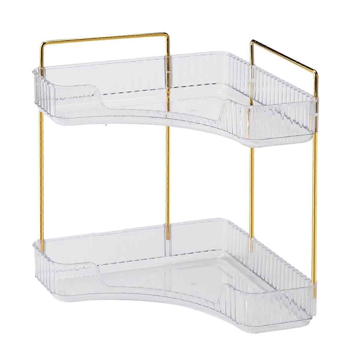 Corner Bathroom Counter Storage Rack Bathroom Countertop Rack Cosmetic Storage Rack Dressing Table Tray 2 Layers