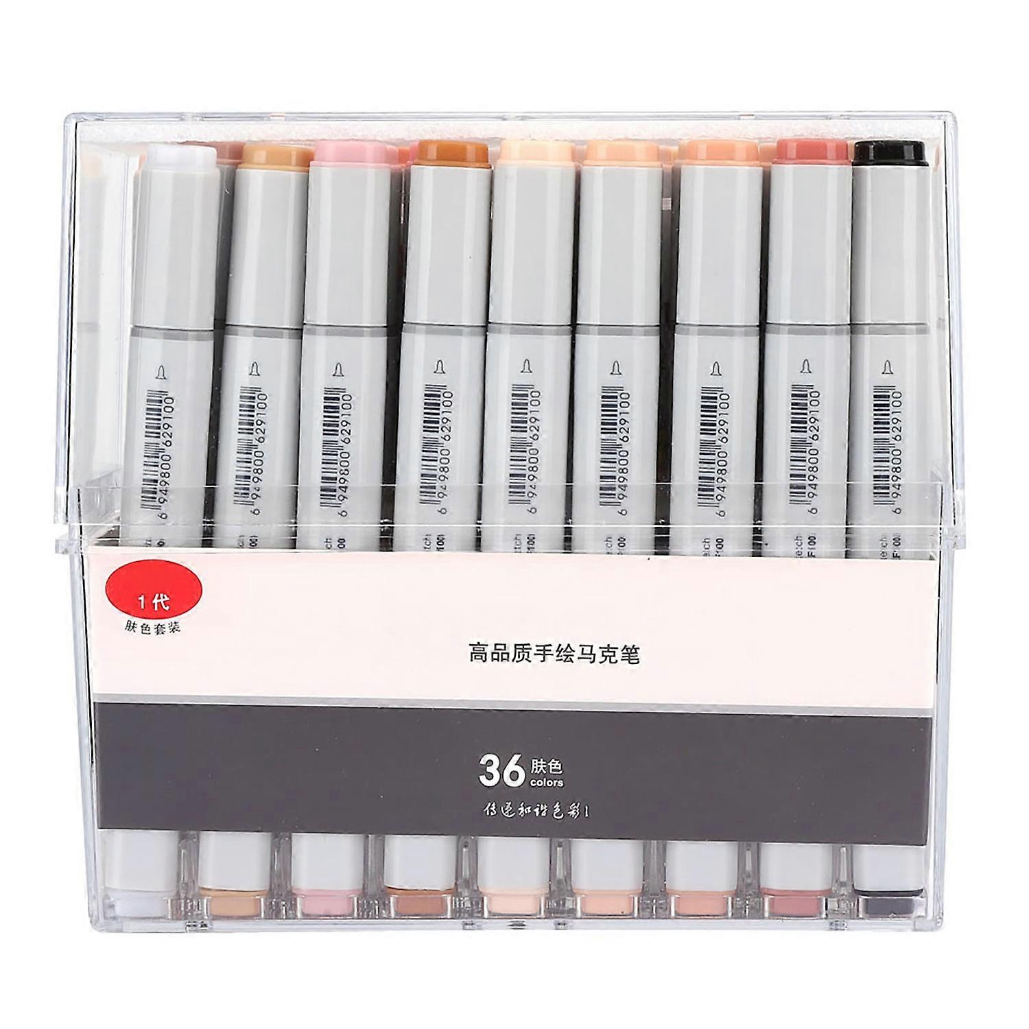Marker Pen Double Head Skin Colors Transparent Set Painting Brush Tool Art SuppliesOne Generation 36