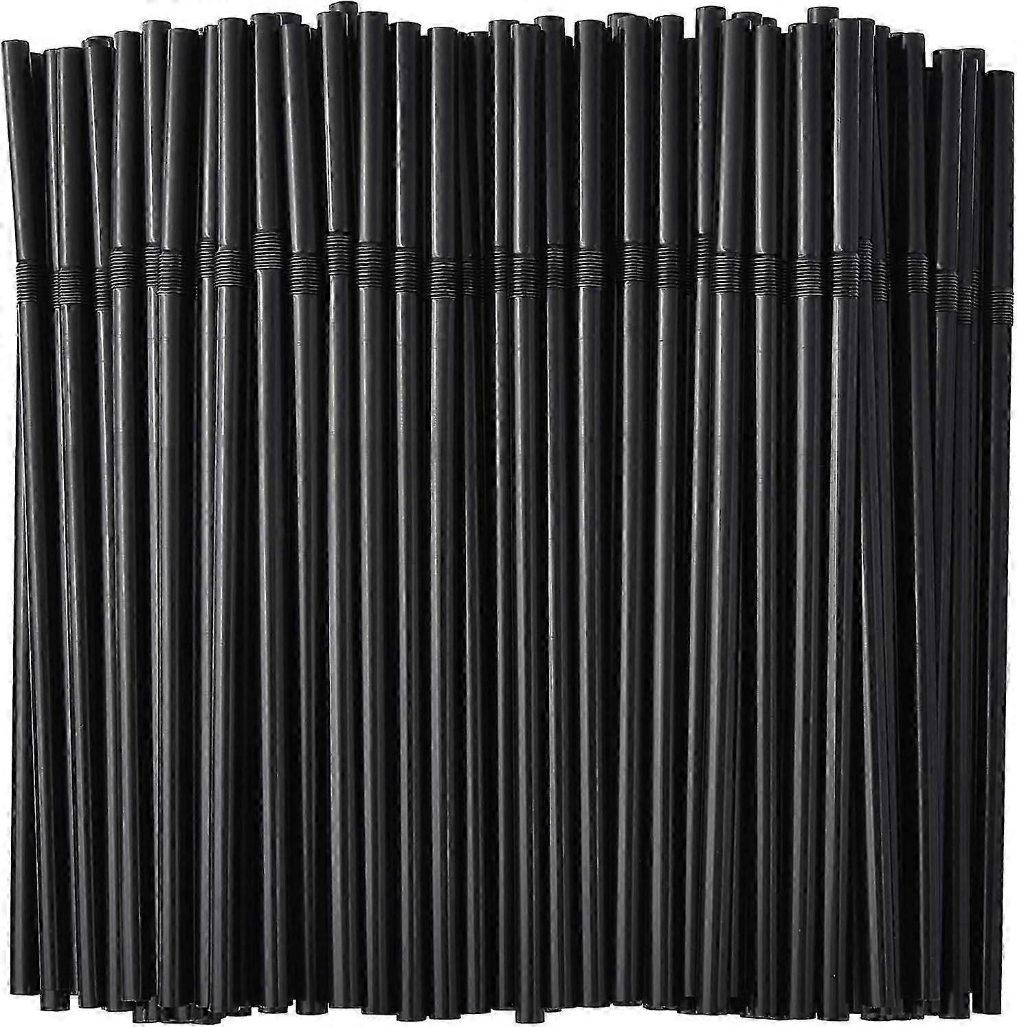 500-Pack Black Flexible Drinking Straws, Plastic Disposable Bendy Straws - 7.75"