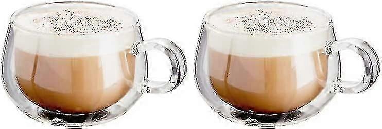 50ml/150ml/280ml doppelwandige Glaskaffeetassen mit Griff, 2er Set