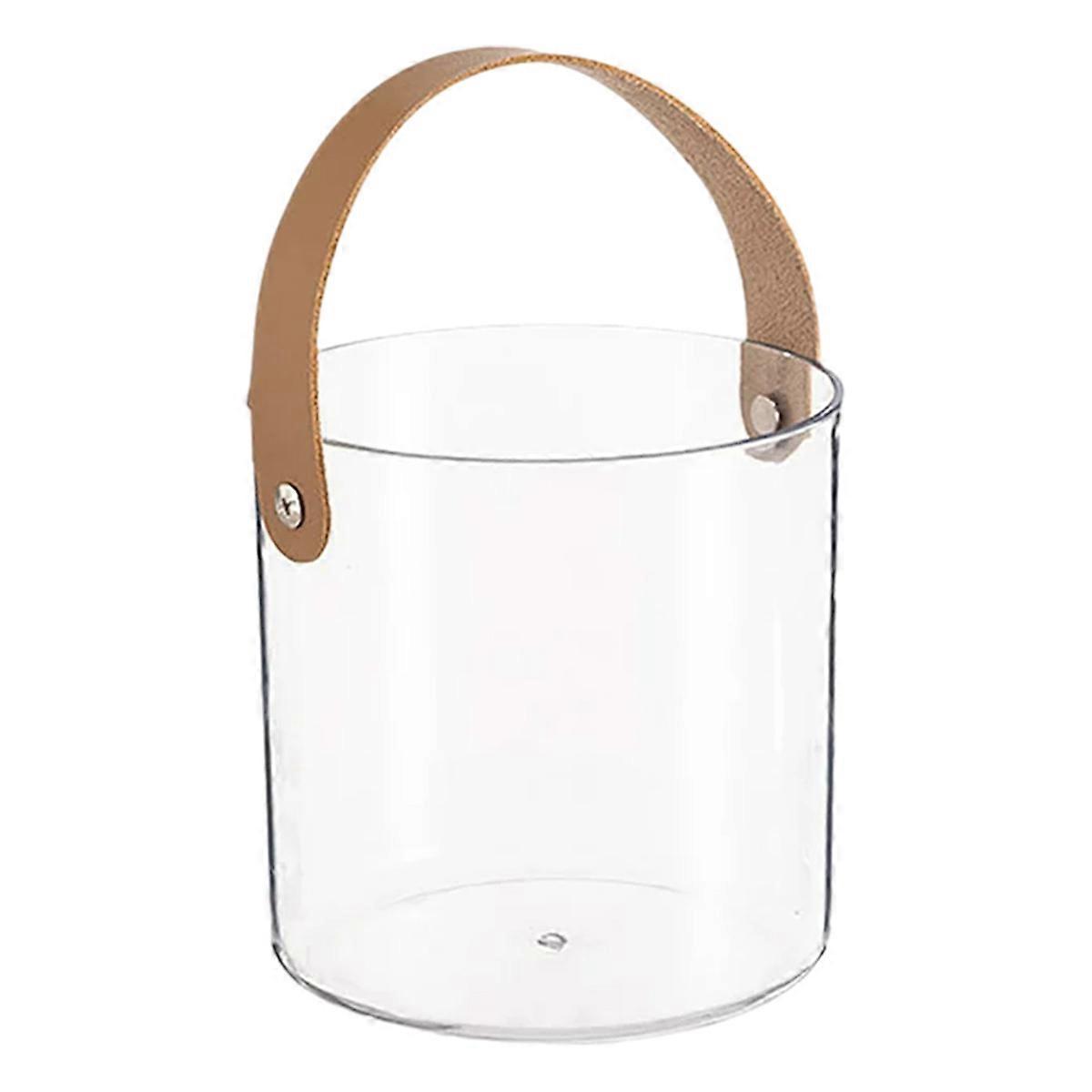Small Transparent Ice Bucket with Handles for Picnics or Drinks