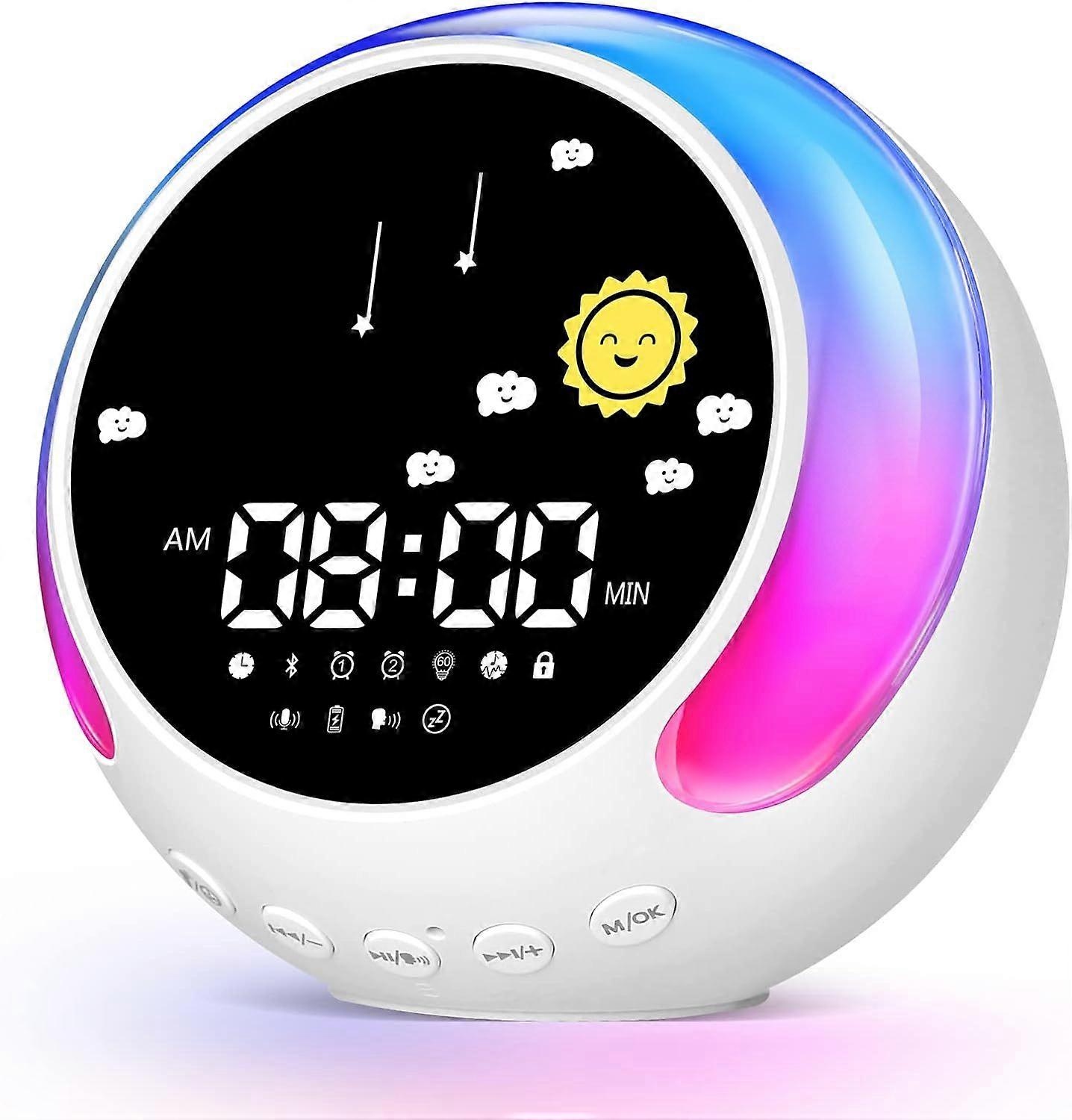 Kids Alarm Clock, Dual Alarm Clock with Touch Night Light Dimmable,Wake Up Light with Sleep Trainer, DIY Alarm Clock Ringtones, Bluetooth Speaker, Gir