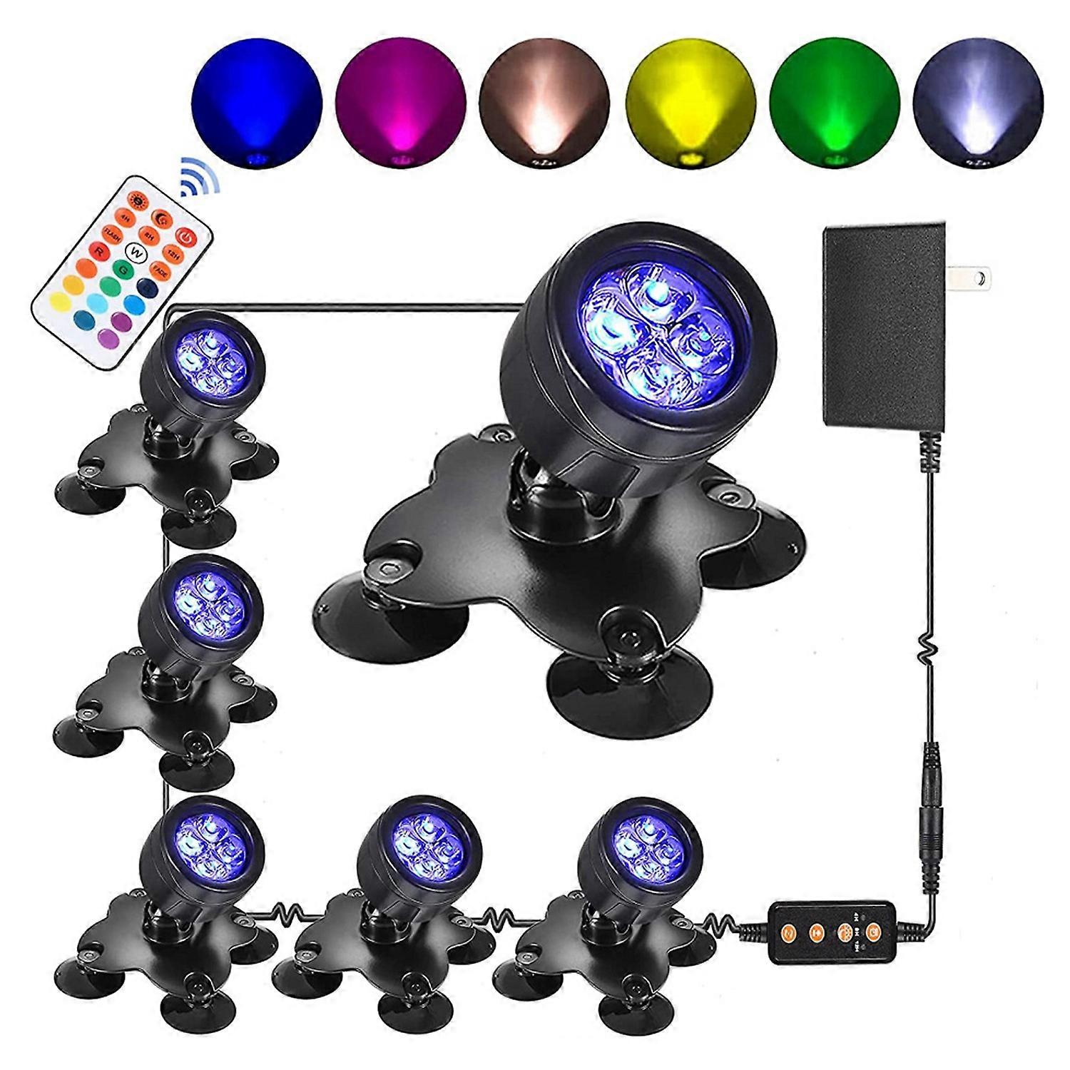 RGB Underwater Diving Lamp Light Kit Set with Remote Controller Line Control Rotatable Illumination 
