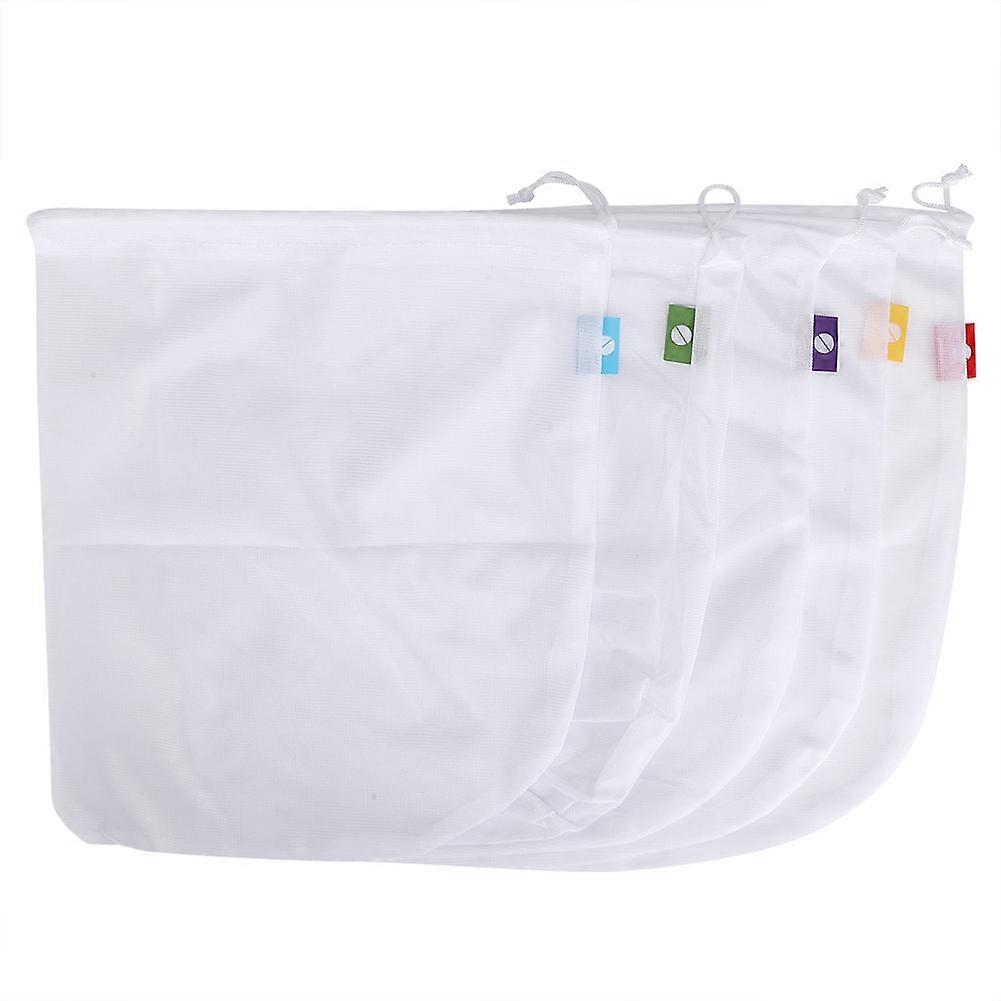 5pcs Multifunctional Reusable Foldable Fruit Vegetable Mesh Storage Drawstring Shopping Bag <br>