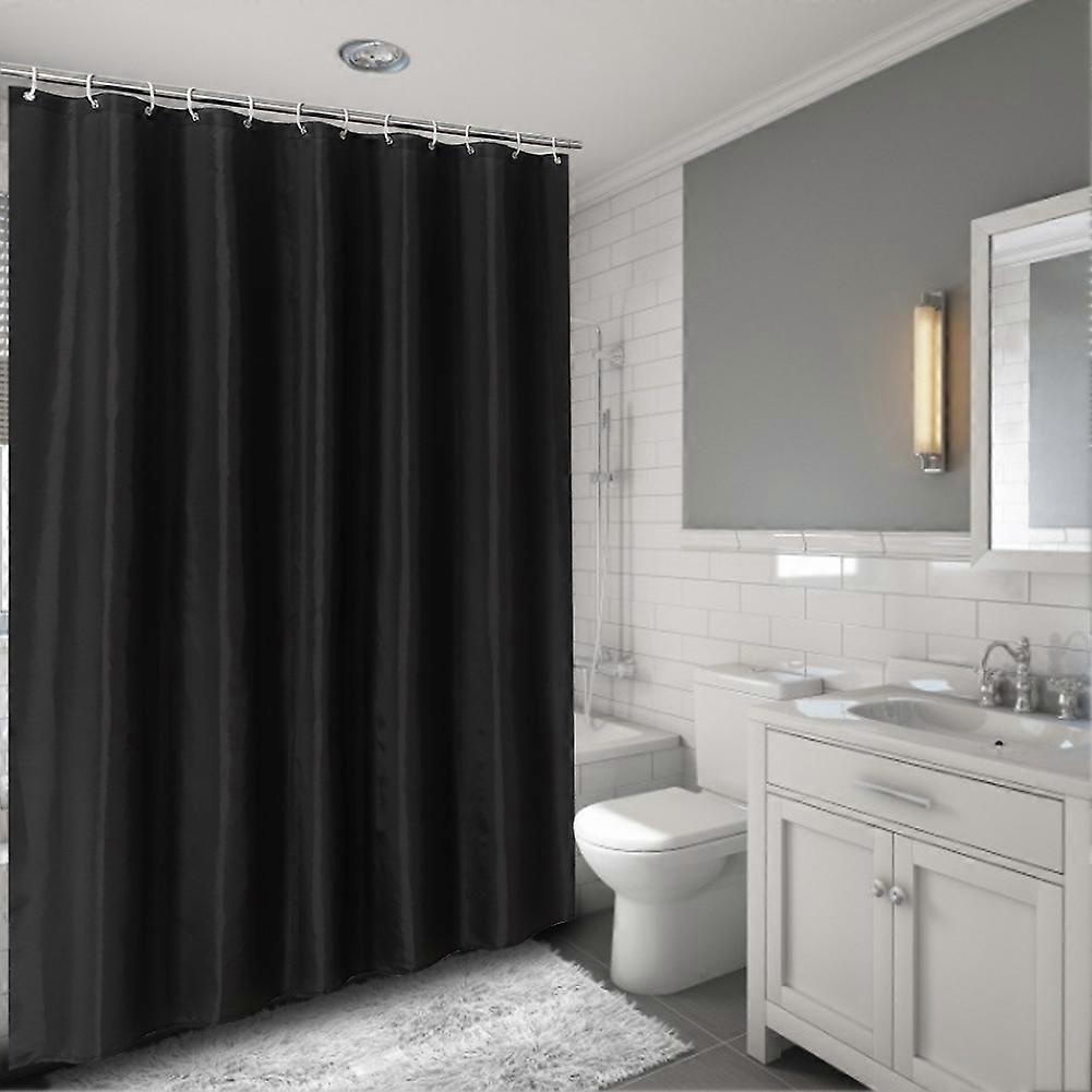 Black Wall Pattern Shower Bath Curtain Waterproof Bathroom Curtain   Hanging Hooks #3