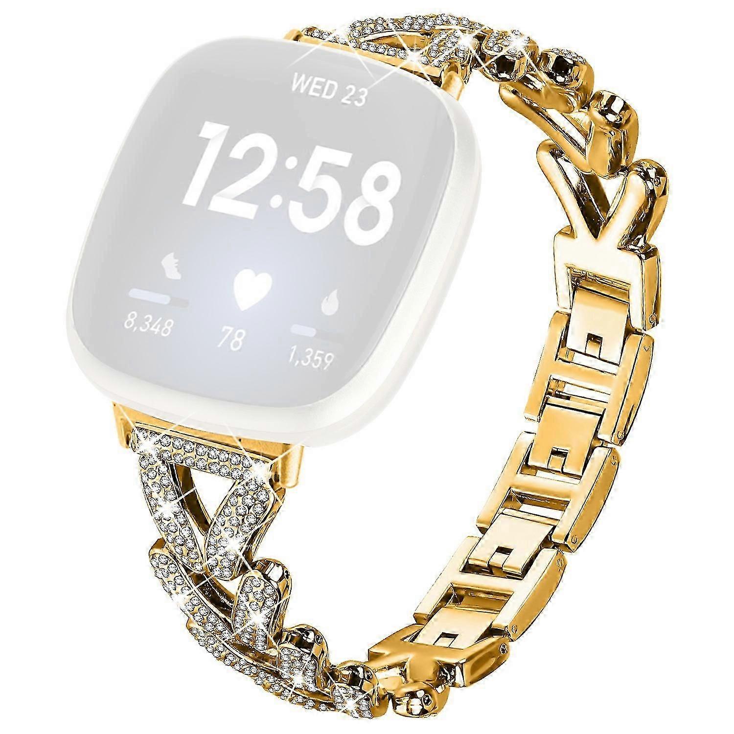 Pulseira de Relógio Torcida de Liga de Zinco com Strass Decoração para Fitbit Versa 4 / Fitbit Sense 2 - G