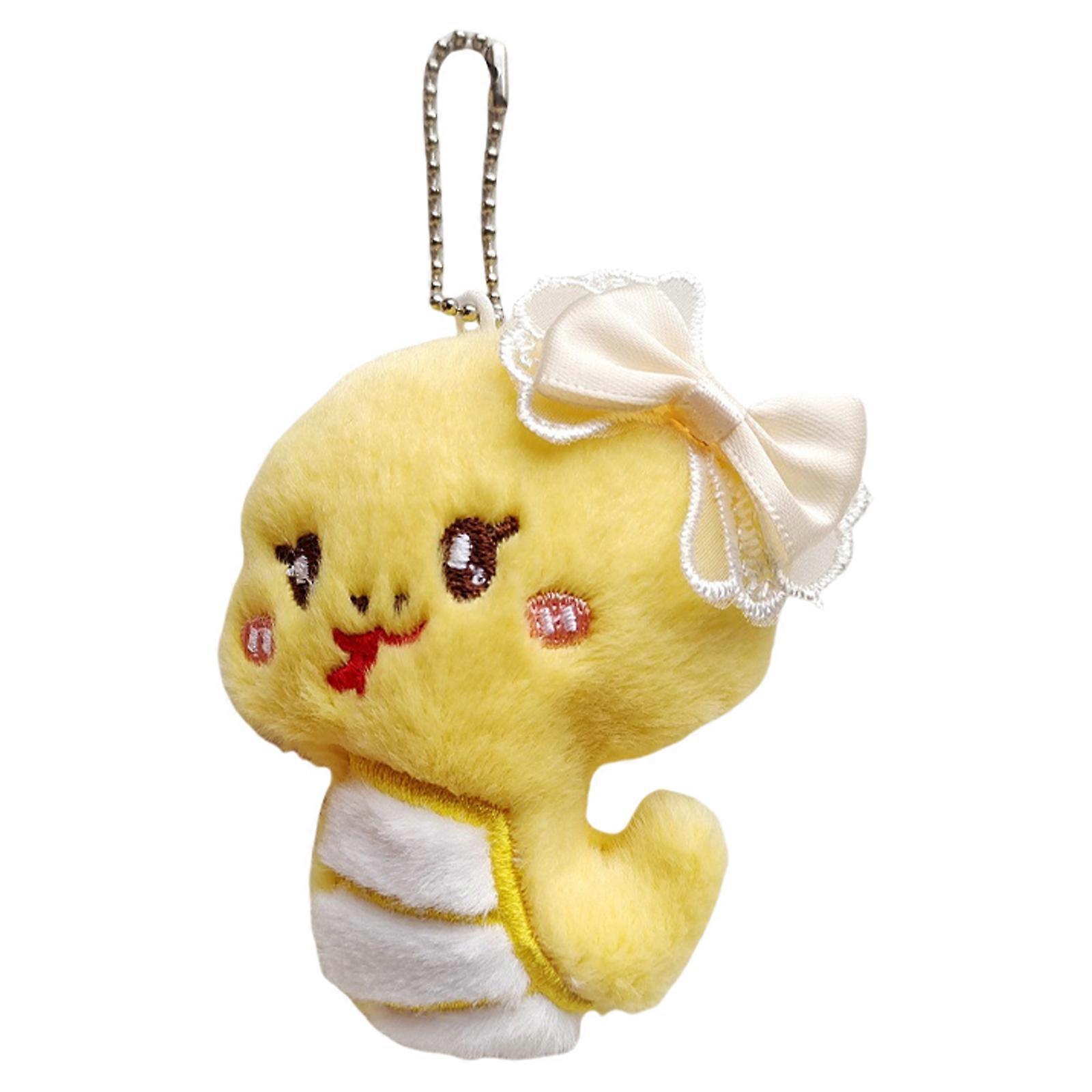 Fashionable Sturdy Plush Snake Keychain With Squeaker Fun and Eye Catching Accessory for Bags and Keys Ornament Yellow