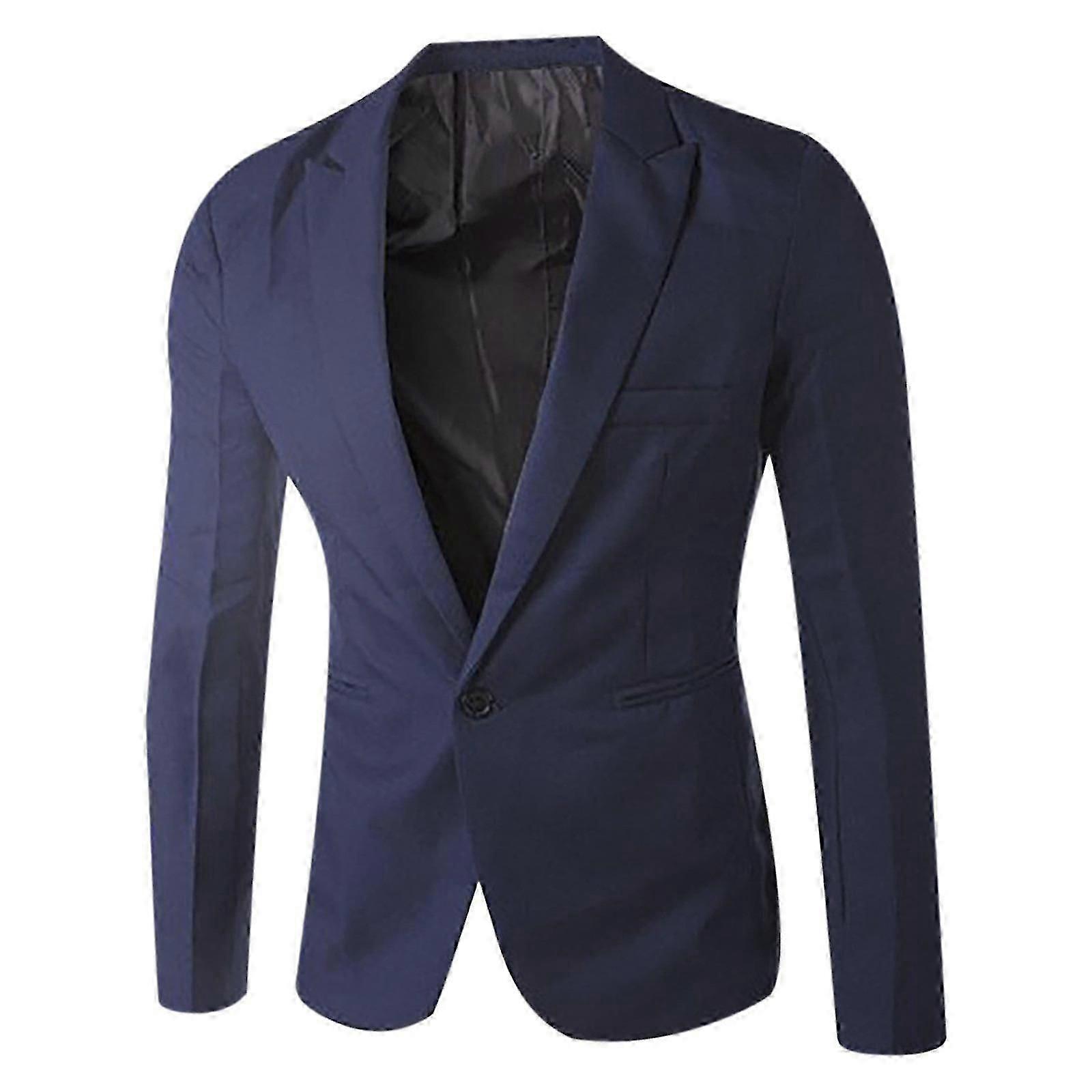 Men's Single Button Solid Color Casual Business Suit Top