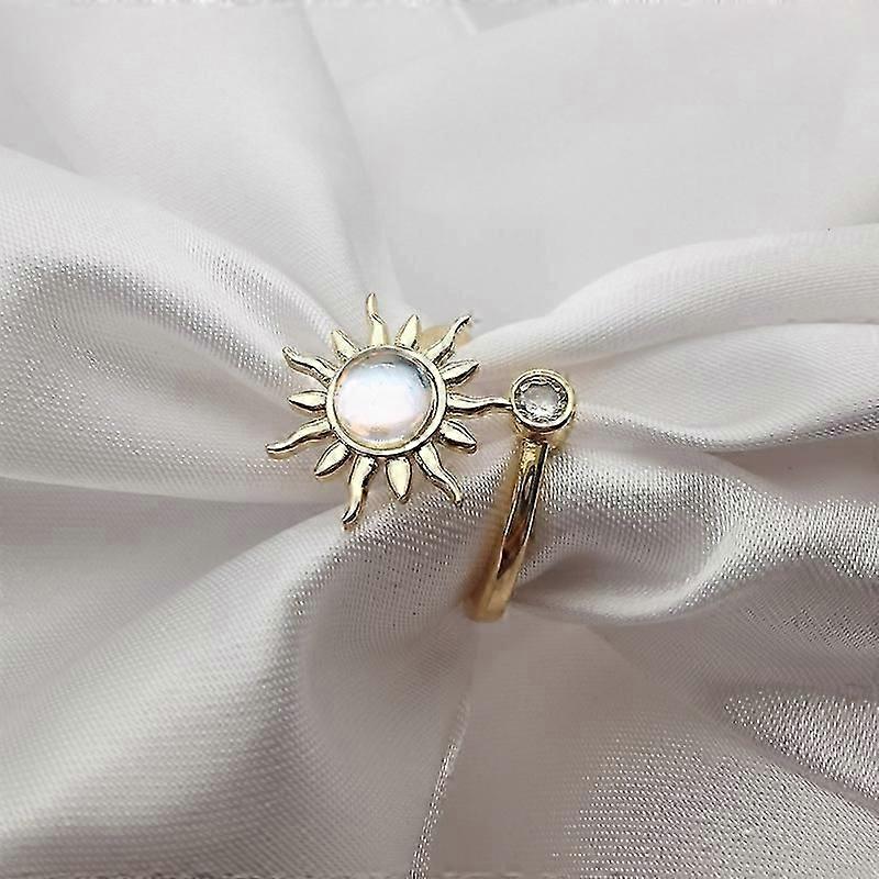 女性のためのひまわり不安リングスピナーリングオープン調整可能なフィジェットリングジュエリー女性少女