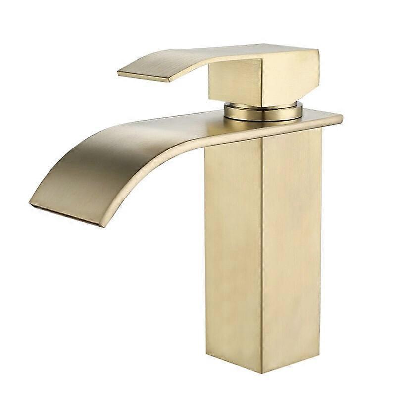 Solid Brass Waterfall Faucet, Stainless Steel Deck Mount, Corrosion Resistant