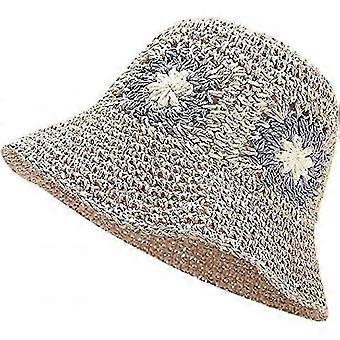 Womens Handmade Straw Bucket Sun Hat Hollow Out Niche Flower Sun Hat Outdoor Sun Hat In Summer (pink)