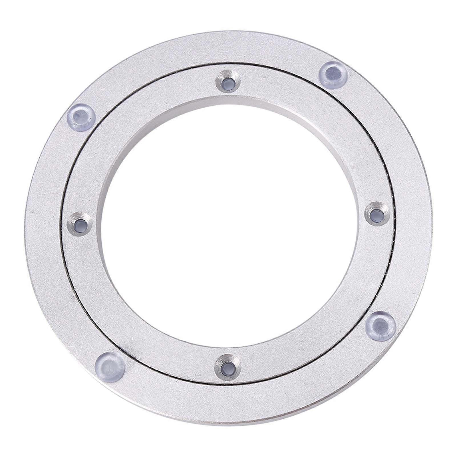 Aluminium Alloy Silver Lazy Susan Turntable 6-Inch Diameter 14cm Outer Ring 8.5cm Inner Ring H8.5mm Smooth Rotation Durable Design for Dining Tables a