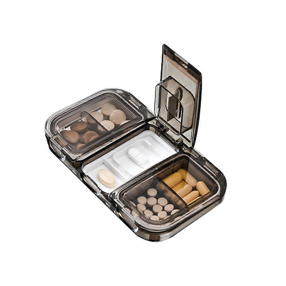 2 in 1 Portable Organizer Cutter Dustproof and Moisture Proof Box Pill Case for Vitamins Fish Oil