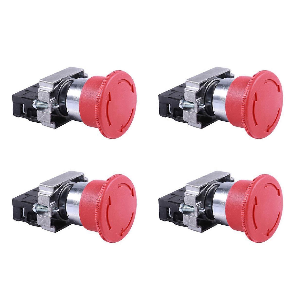 4pcs 22mm NC Red Mushroom Emergency Stop Push Button Switch 600V 10A ZB2-BE102C XB2-BS542X1