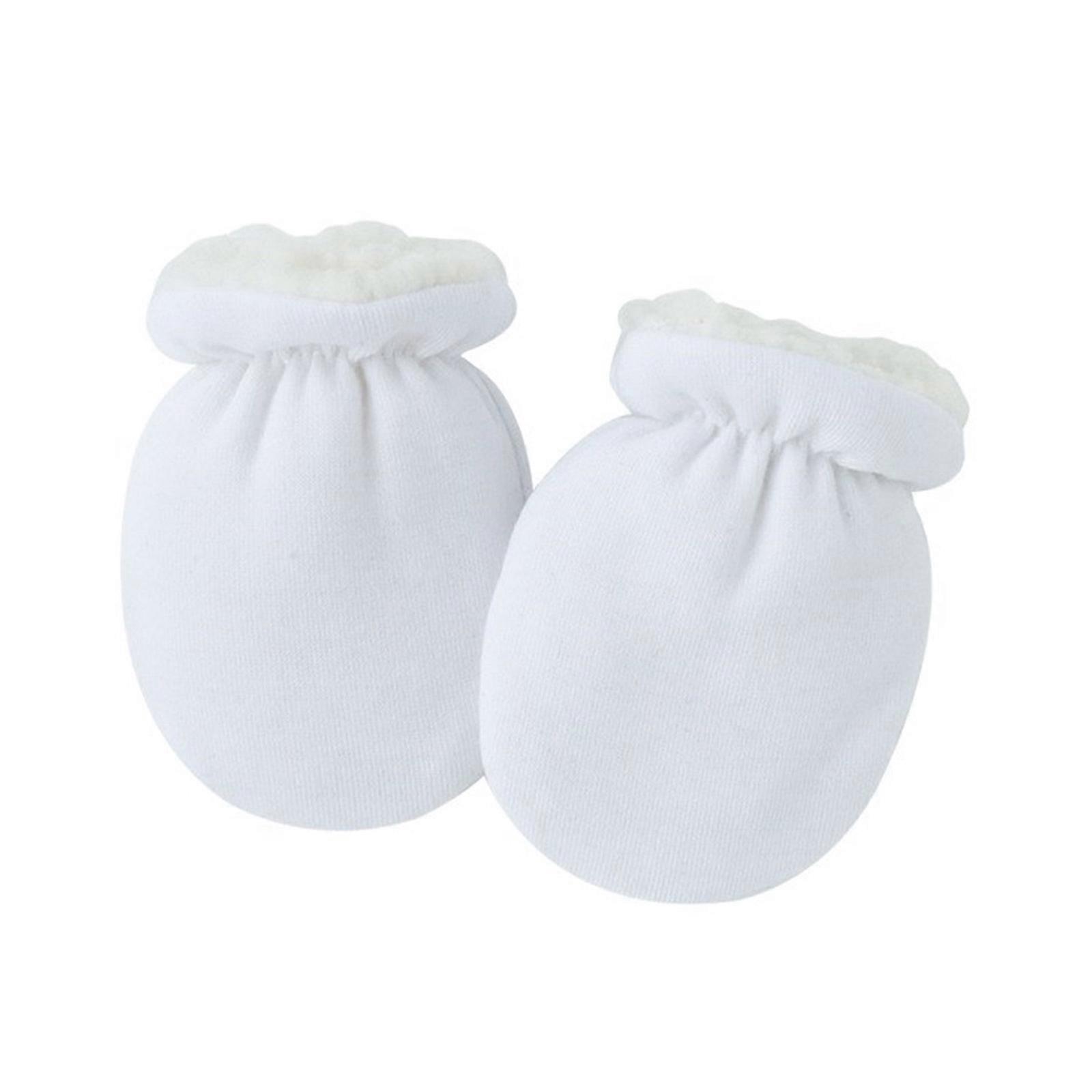 Cosy Baby Anti Scratch Mittens Elastic Wrist Gloves Comfortable Anti-Grab Gloves Prevent Scratching Secure Fit White