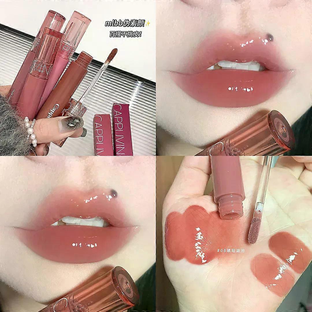 Cappuvini 6 Color Juice Jelly Lip Gloss Μακράς Διάρκειας Ενυδατική κρέμα Water Light Lipstick Mirror Gloss Lipstick Προσιτό μακιγιάζ