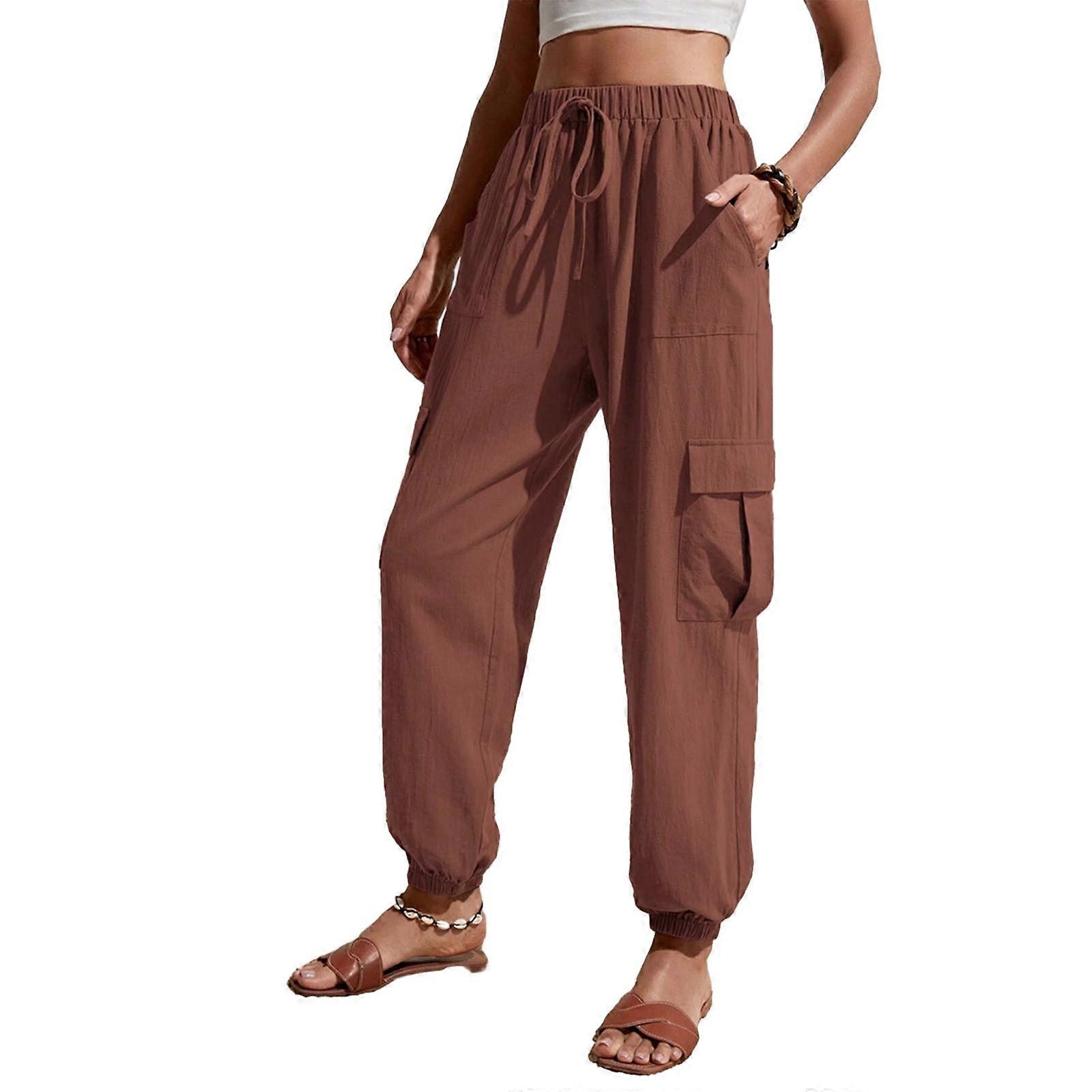 Szvbofueck Pantaloni Da Jogging Da Donna, A Vita Alta, Con Coulisse E - 4
