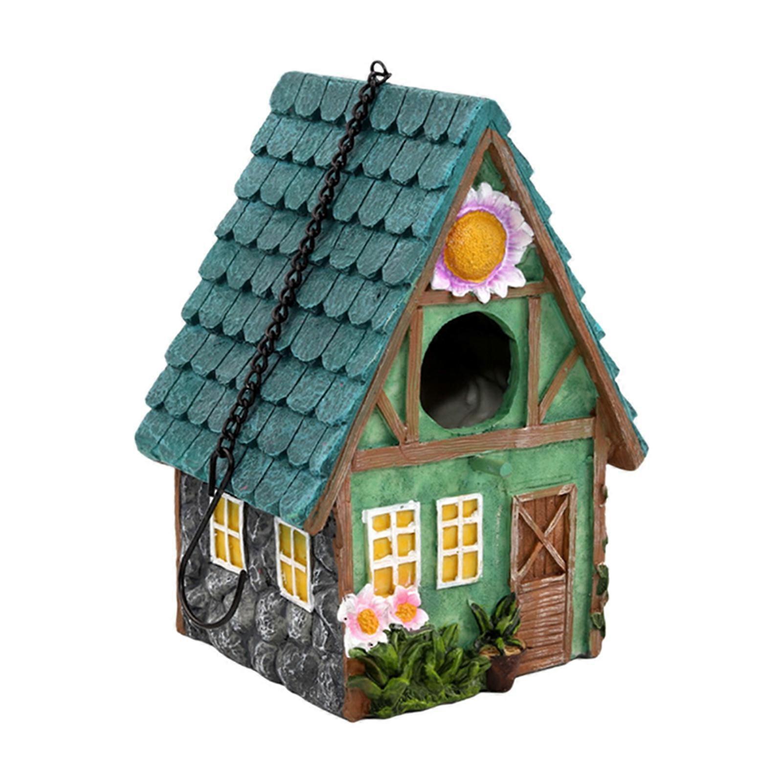 Hanging Bird House Decorative Cute Cage for Bird Outdoor Resin Bird House Hanging Nest Ornament Bird Box Figurine For Cockatoo Macaw Parakeet Finches