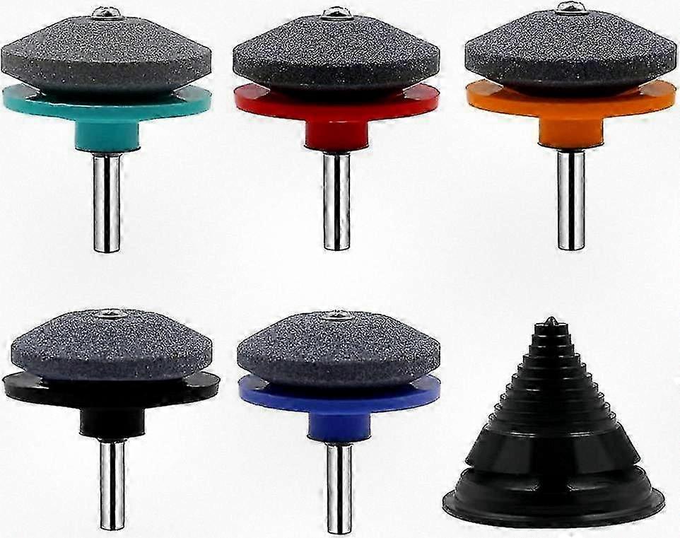 5-Piece Lawn Mower Blade Sharpener Set with Balance Tool �C Drill-Compatible Accessory for Mower Maintenance