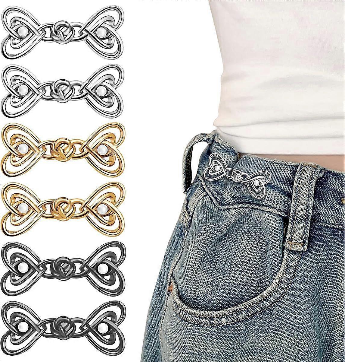 6Set Pant Waist Tightener,Jeans Buttons for Loose Jeans, Adjustable & Detachable Waist Tightener for Jeans