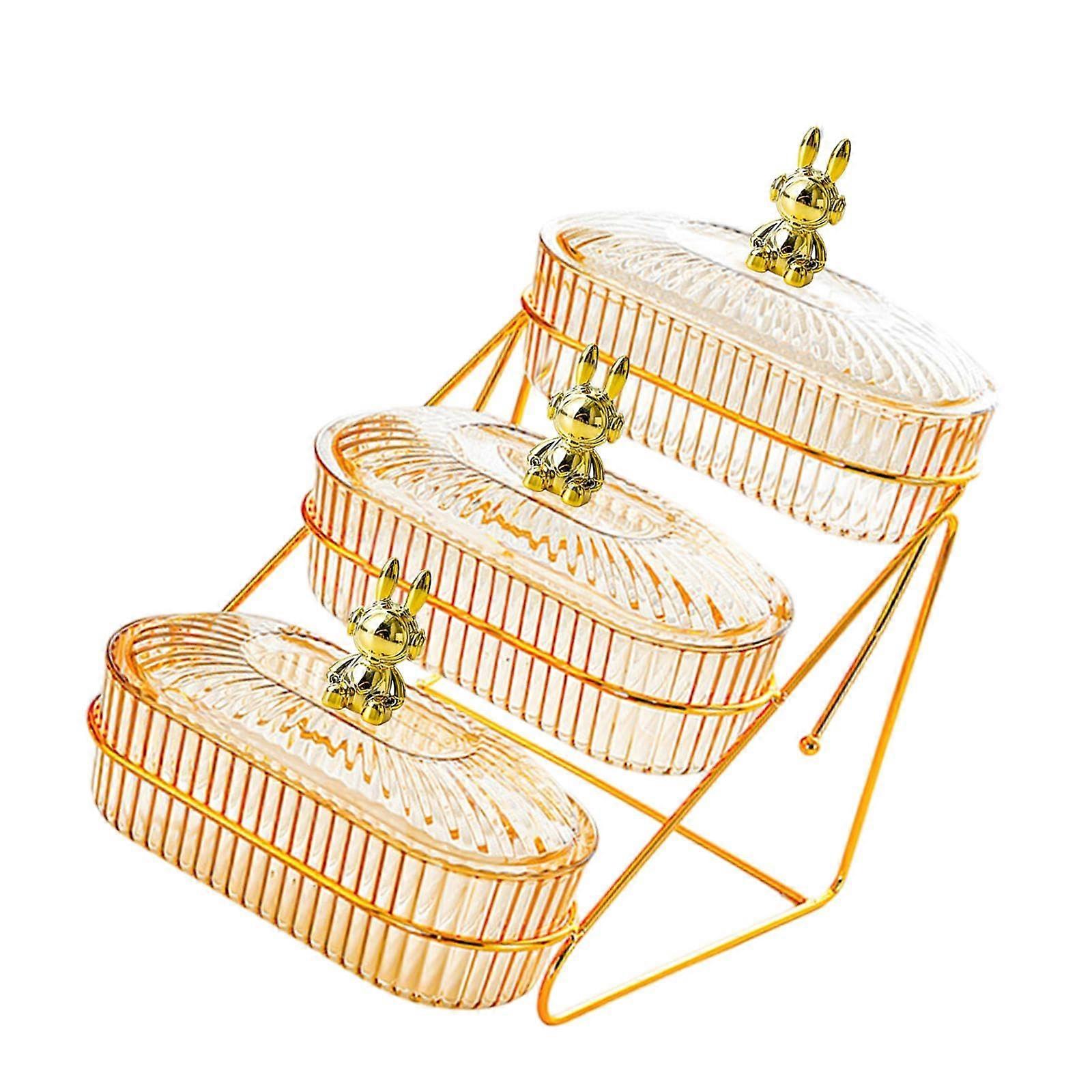Dried Fruits Tray Serving Tray with Rack, 3 Layer Multi-Use Fruit Bowl and Snack Dishes for Home Living Room Decor