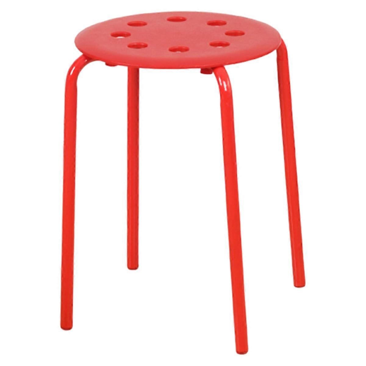 Plastic round stool with colorful 8-hole steel pipe stable and stackable suitable for living room dining table