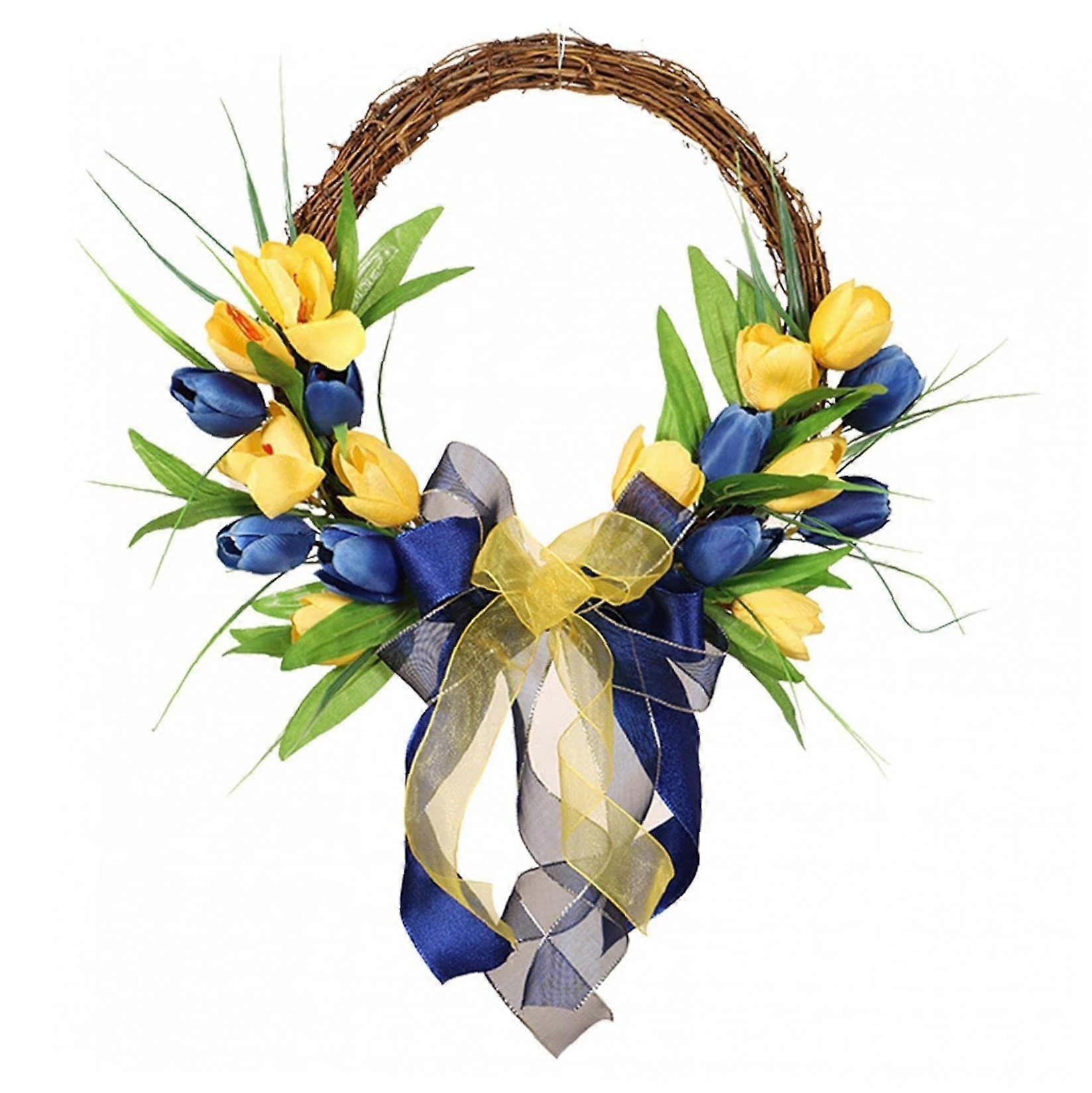 Artificial Tulip Wreath for Front Door Wall Window Party Decoration