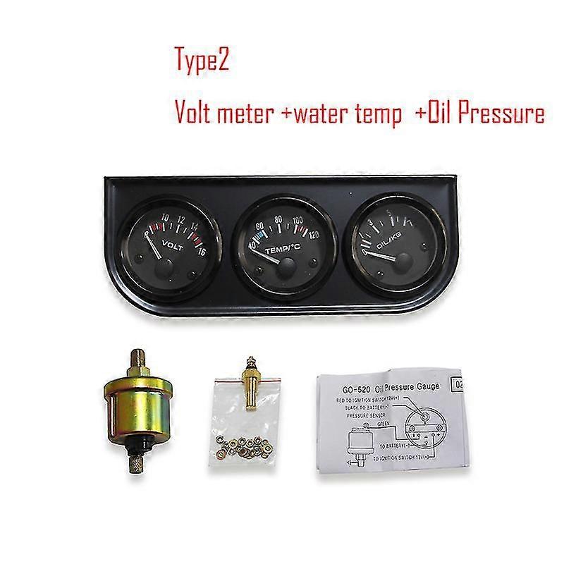 ערכת מד משולש 52 מ"מ טמפרטורת שמן טמפרטורת מים לחץ שמן וולט