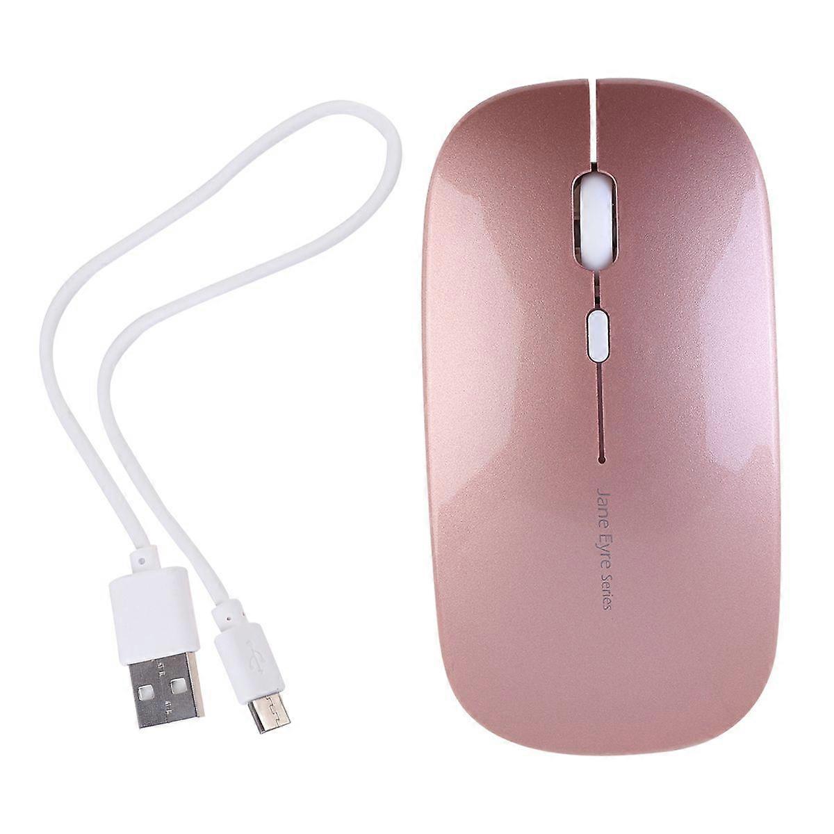 2.4G Charging Wireless Mouse Silence Mouse Practical Ultra-thin Mouse for Computer (Rose Gold, Charging Style)