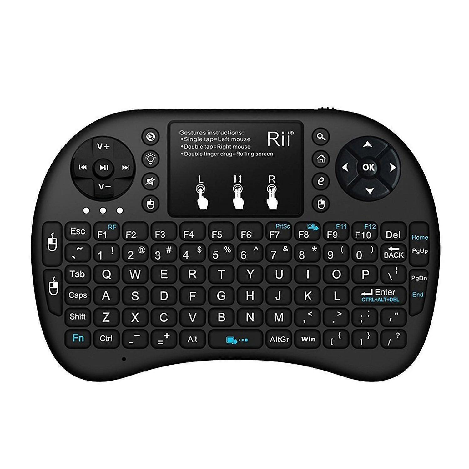 2.4GHz Mini Wireless Keyboard With Touchpad QWERTY LED Backlight i8 Black