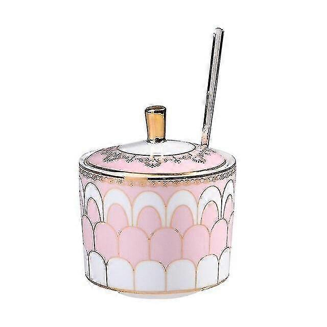 Sugar Bowl Dispenser Spoon Ceramic Salt Container Home