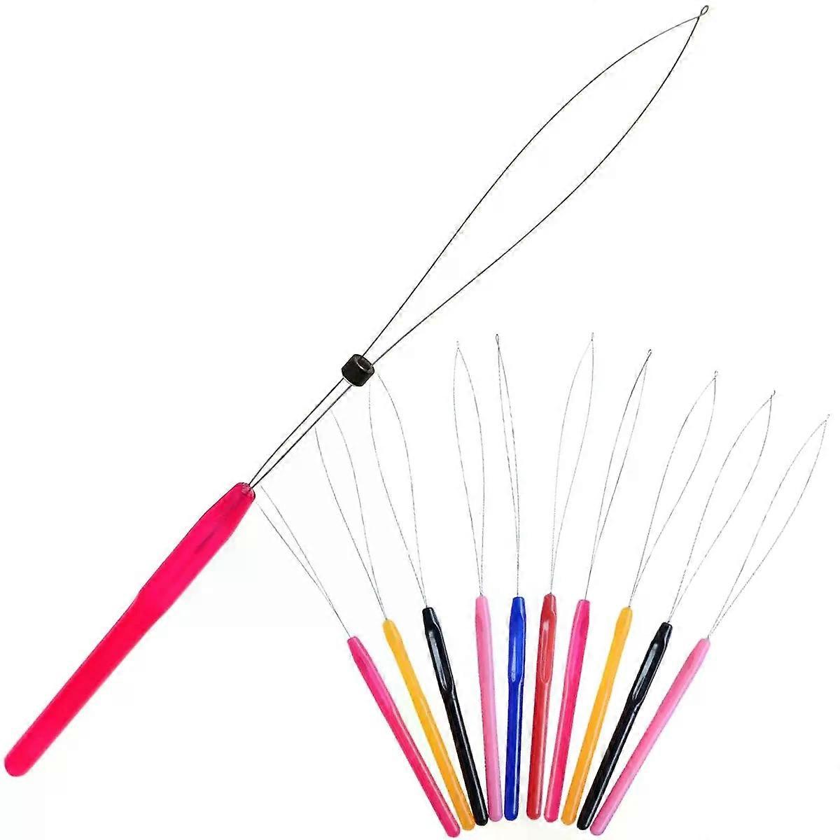 1Pcs Random Color Hair Extensions Loop Needle Pulling Hook Tool Needle Threader Loop Tool for Silicone Microlink Beads