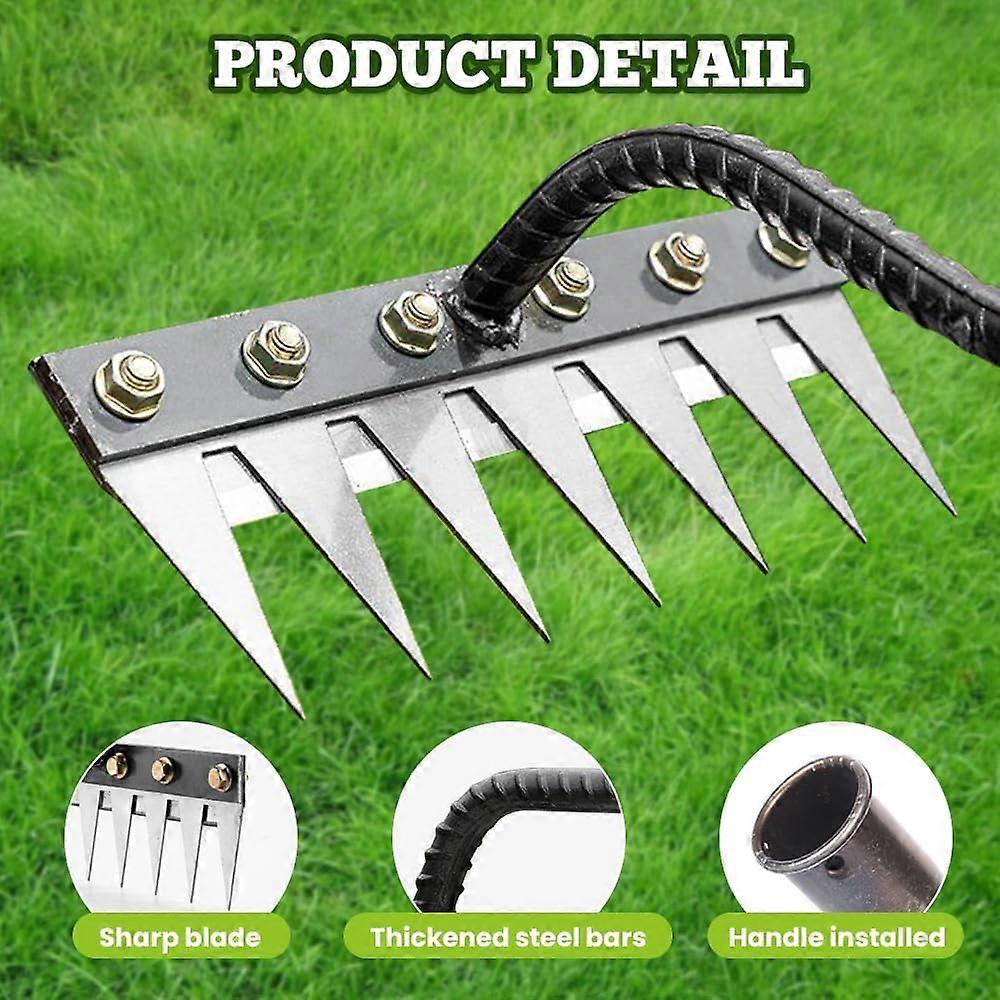 Iron Rake For Gardening And Weeding 2025 Carbon Steel Rake, Detachable Hand Weeder Puller Tool, 5/6/7/8 Teeth
