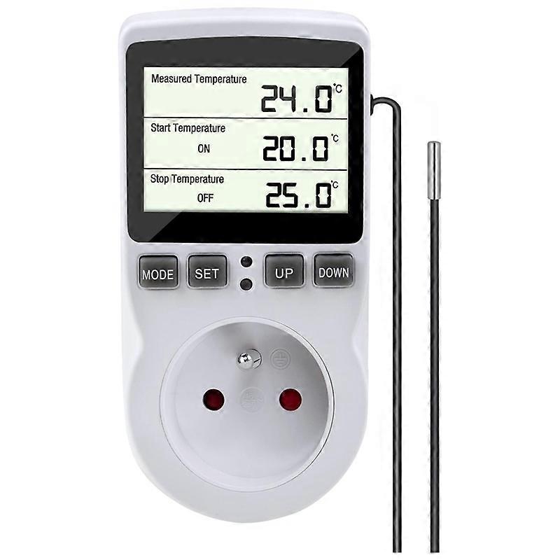 Programmable outlet and remote control, thermostat outlet, programmable digital outlet timer with probe, greenhouse aqua