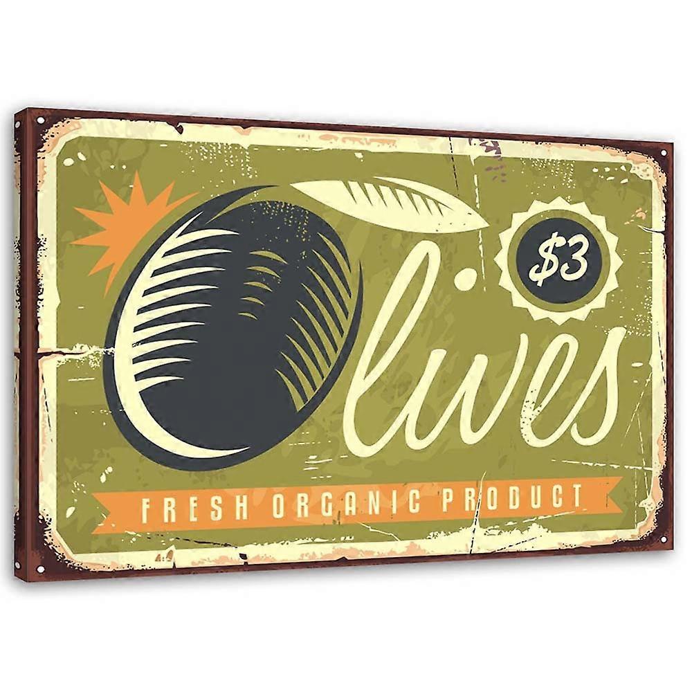 Lienzo, Letrero retro de aceitunas - 60x40