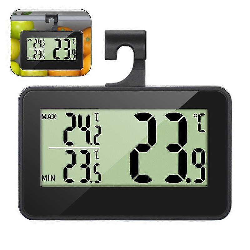 Refrigerator Thermometer With Large LCD Display, Waterproof Freezer Fridge Thermometer With Max/Min Record
