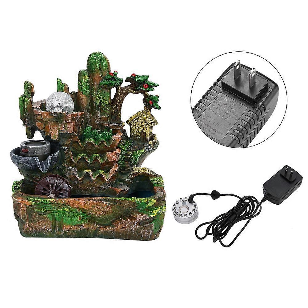 Distinctive Desktop Water Fountain Simulation Rockery Landscape Ornament with Atomizing EffectUS Plug 110V
