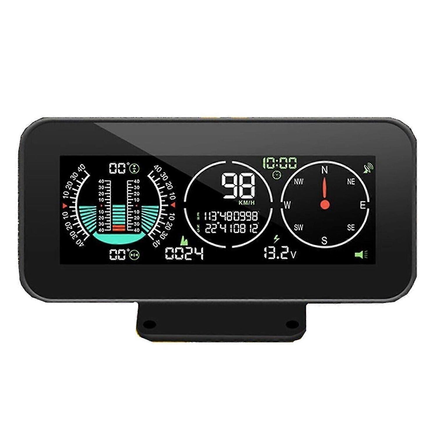 2-in-1 GPS HUD Car Display & Inclinometer | Speedometer, Compass, Voltage & Slope Sensor | Plug & Pl