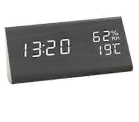 Despertador Digital de Madera con Pantalla LED - Negro