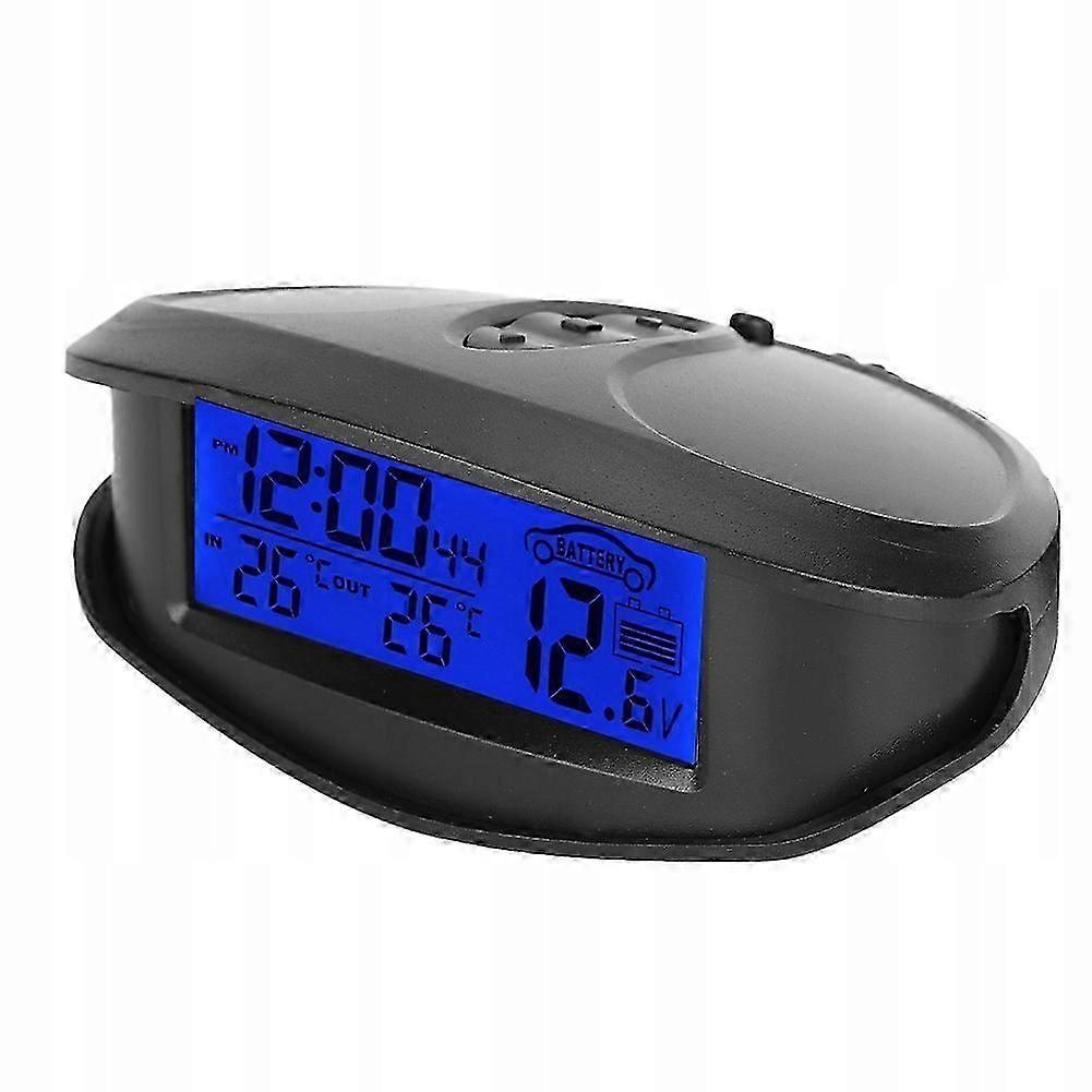 Ec98 Digital Led Bil Termometer Voltmeter Spenningstester Med Tidsfunksjon FP