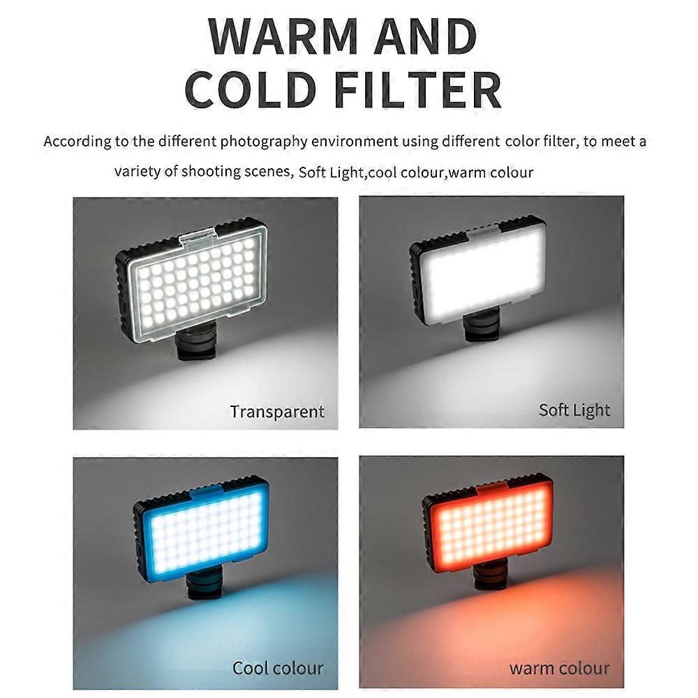 Compact Mini LED Video Light with Color Filters - Adjustable Brightness, USB Rechargeable