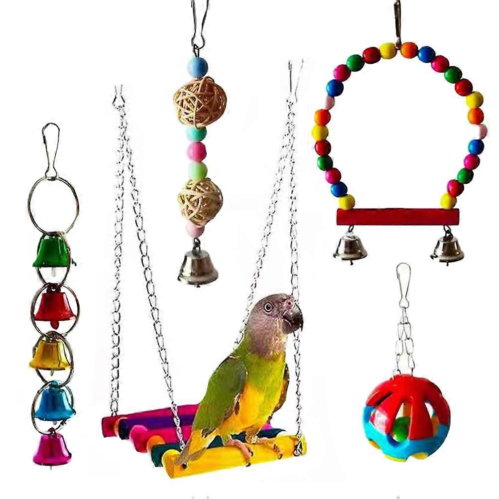 5pcs Bird Toy Set for Parrots – Chewable & Playful Supplies for Bird Intelligence Development – Lightweight & Compact Design for Pet Birds