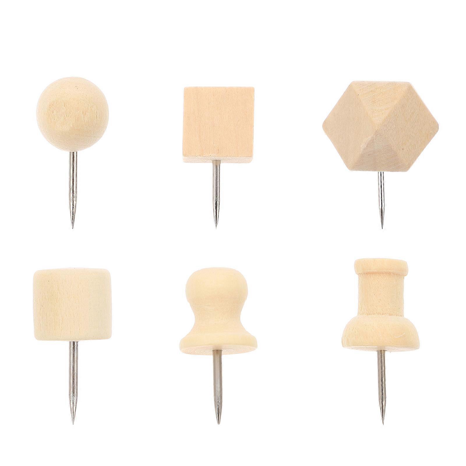 60Pcs Wooden Pushpins for Map Marking Nails and Photo Fixing Decor